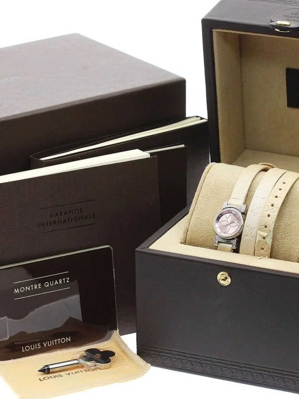 LOUIS VUITTON Tambour Viju Q151P Rug diamond pink Dial Quartz Ladies_967450